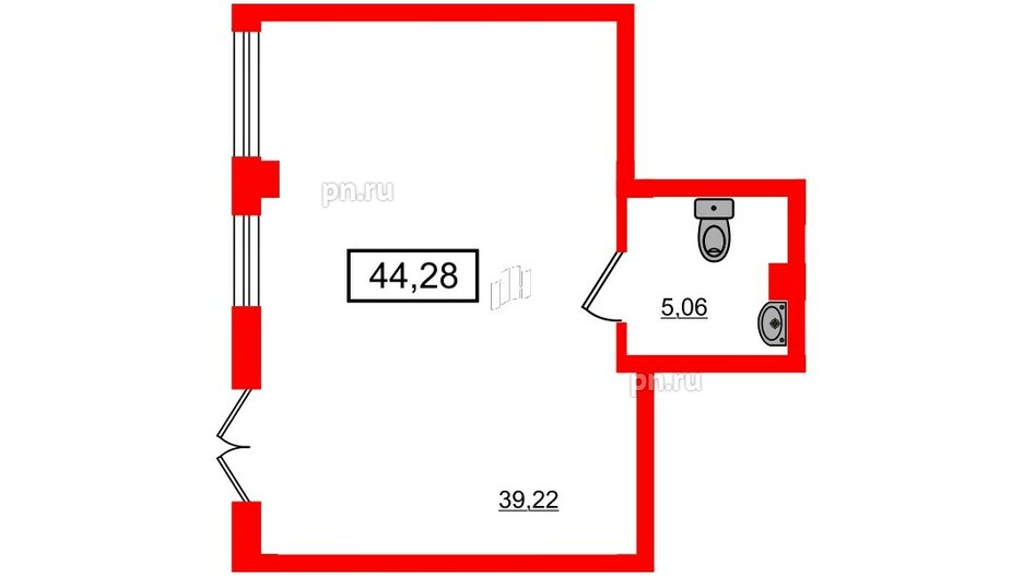 Помещение в ЖК iD Murino II, 44.28 м², 1 этаж