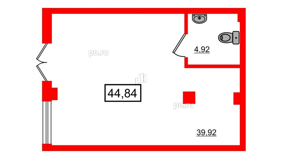 Помещение в ЖК iD Murino II, 44.84 м², 1 этаж