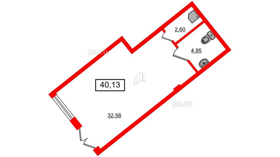 Помещение в ЖК iD Murino II, 40.13 м², 1 этаж