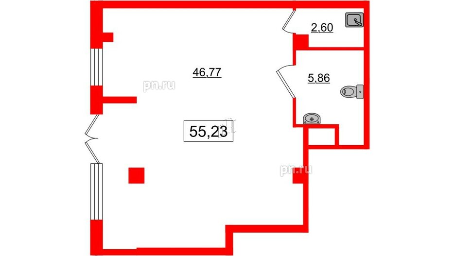 Помещение в ЖК iD Murino II, 55.23 м², 1 этаж