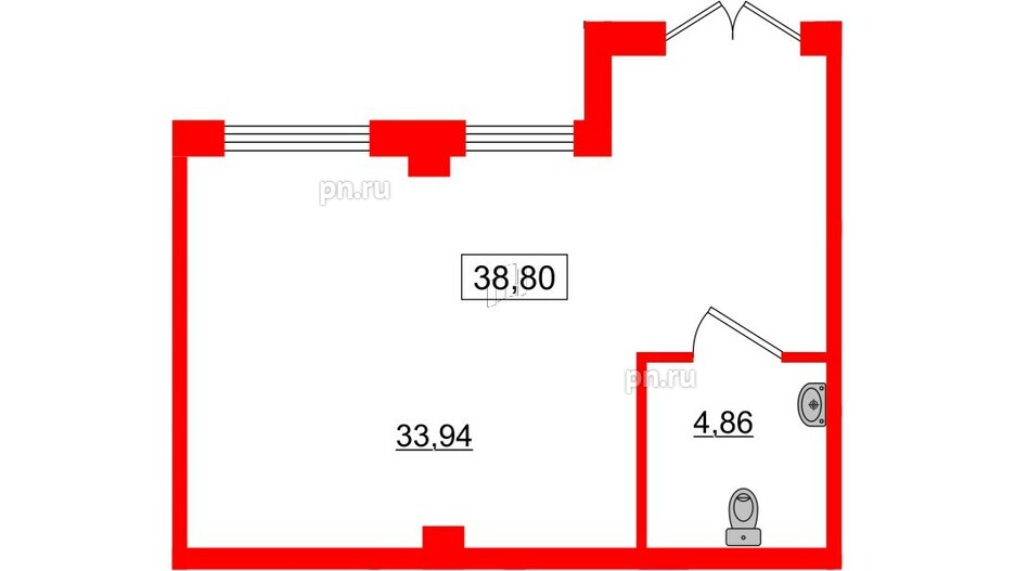 Помещение в ЖК iD Murino II, 38.8 м², 1 этаж