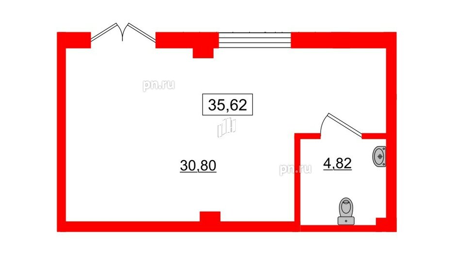 Помещение в ЖК iD Murino II, 35.62 м², 1 этаж