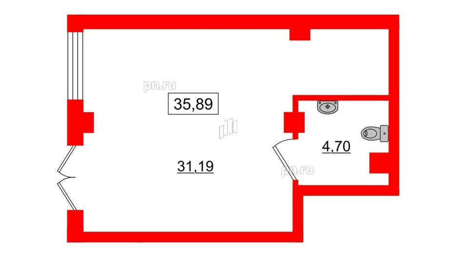 Помещение в ЖК iD Murino II, 35.89 м², 1 этаж