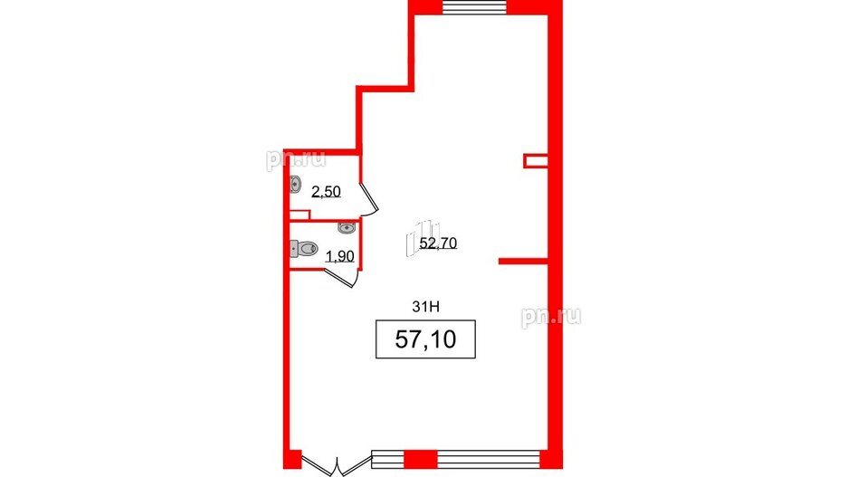 Помещение в ЖК Солнечный город. Резиденции, 57.1 м², 1 этаж