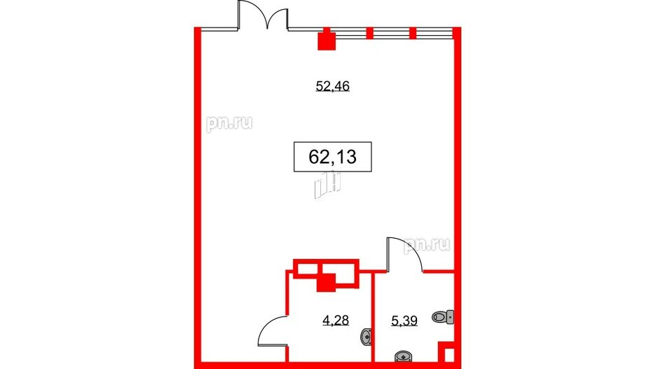 Помещение в ЖК Glorax Заневский, 61.4 м², 1 этаж