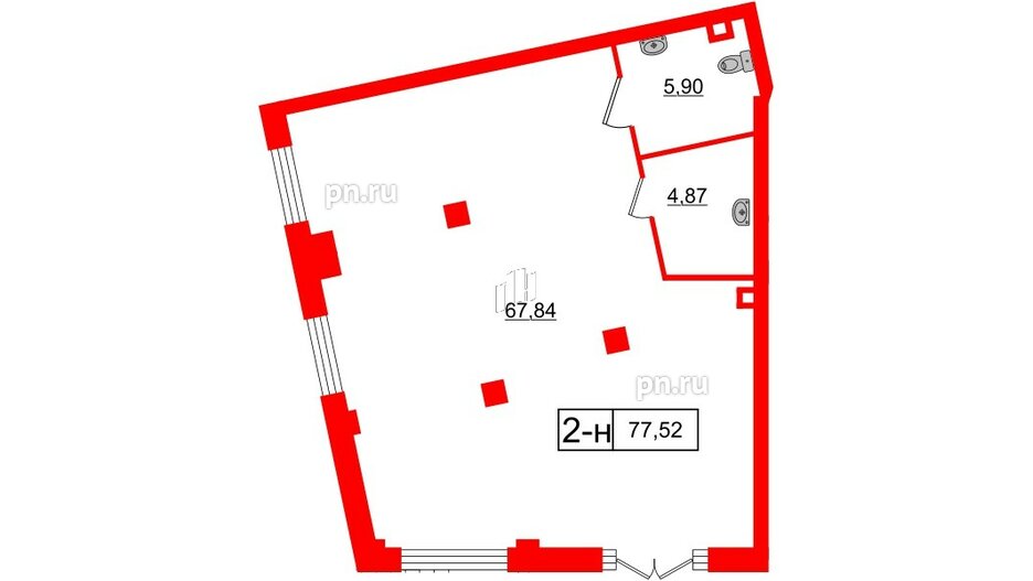 Помещение в ЖК Neva Residence, 77.52 м², 1 этаж