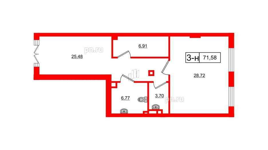 Помещение в ЖК Neva Residence, 71.58 м², 1 этаж