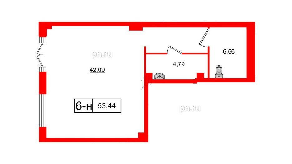 Помещение в ЖК Neva Residence, 53.44 м², 1 этаж