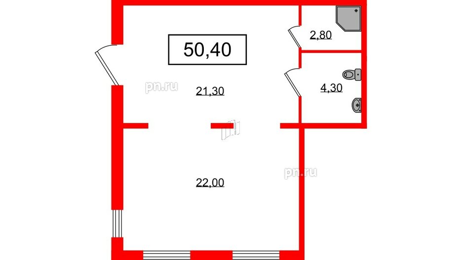 Помещение в ЖК Braun Hause, 50.4 м², 1 этаж