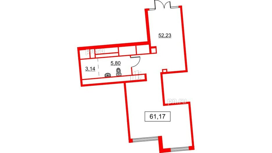 Помещение в ЖК ЦДС Новосаратовка «Город первых», 61.17 м², 1 этаж