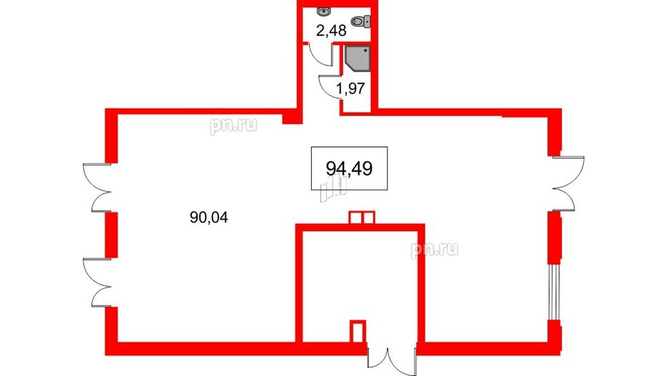 Помещение в ЖК Бакунина 33, 94.49 м², 1 этаж