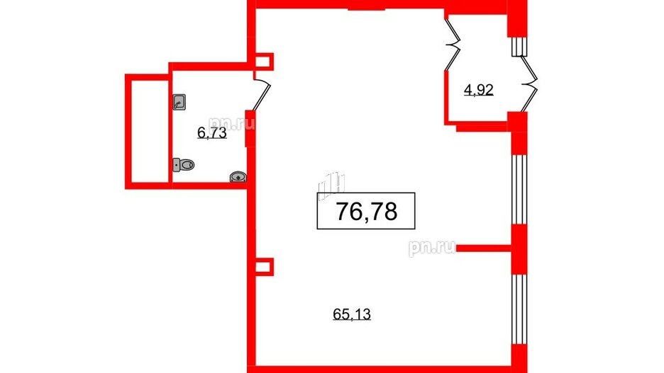 Помещение в ЖК Наука, 76.78 м², 1 этаж