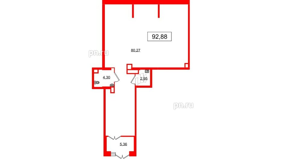 Помещение в ЖК Наука, 92.88 м², 1 этаж