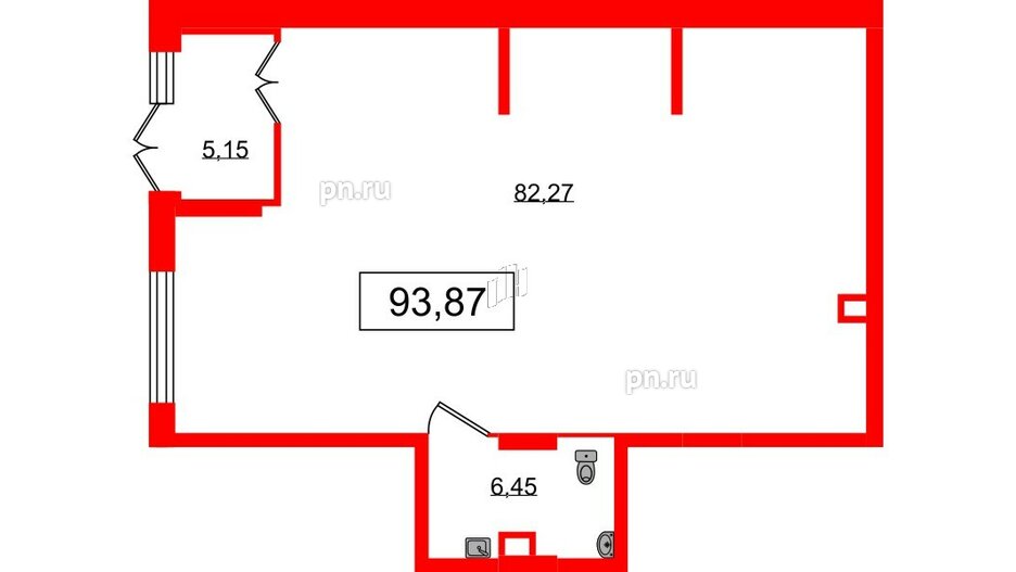 Помещение в ЖК Наука, 93.87 м², 1 этаж