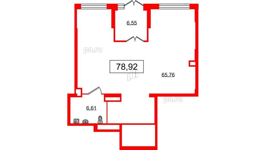 Помещение в ЖК Наука, 78.92 м², 1 этаж