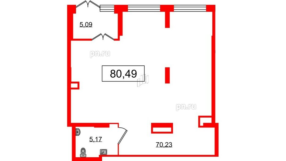 Помещение в ЖК Наука, 80.49 м², 1 этаж