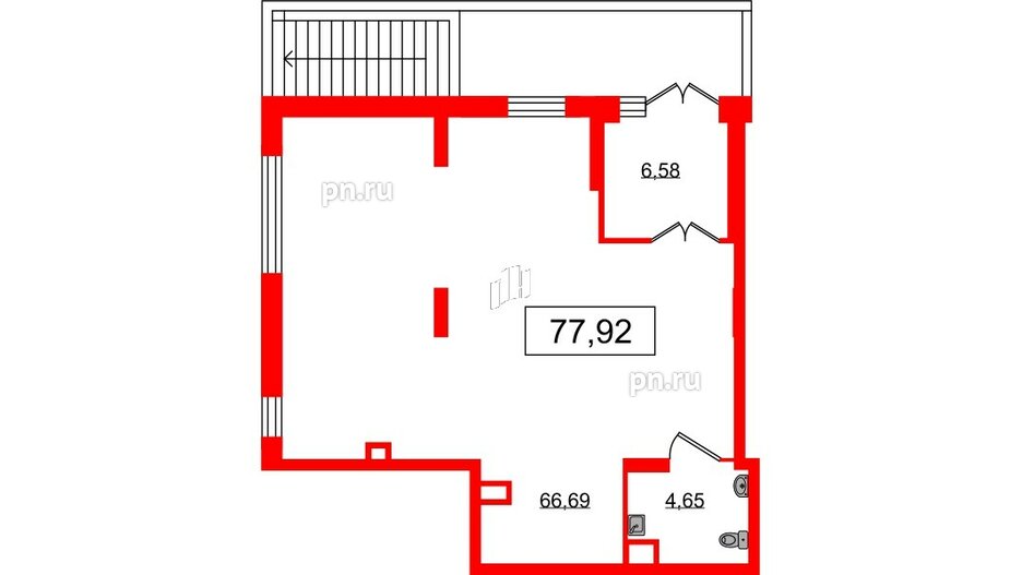 Помещение в ЖК Наука, 77.92 м², 1 этаж