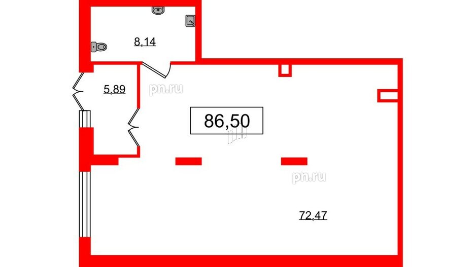 Помещение в ЖК Наука, 86.5 м², 1 этаж