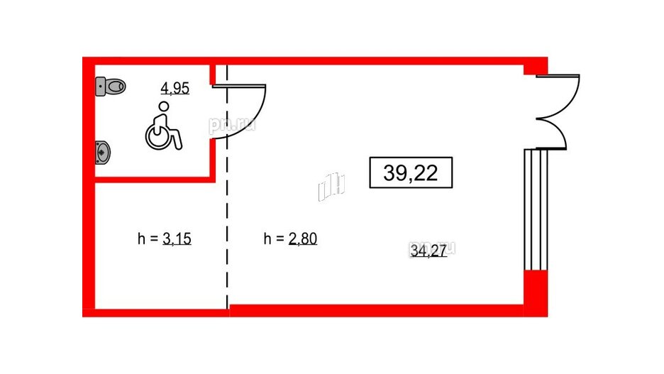 Помещение в ЖК ID Светлановский, 39.22 м², 1 этаж