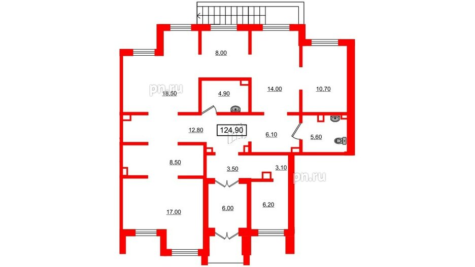 Помещение в ЖК Цветной город, 124.9 м², 1 этаж