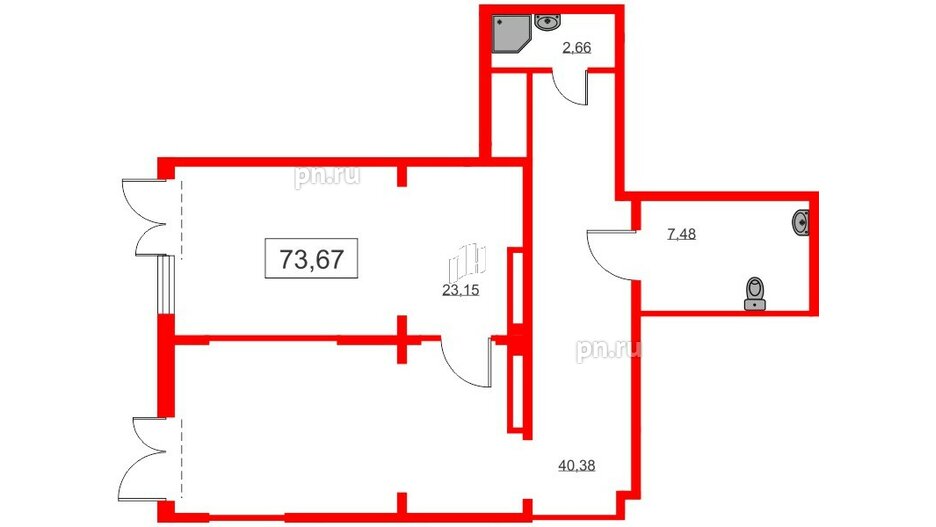 Помещение в ЖК Морская миля, 73.2 м², 1 этаж