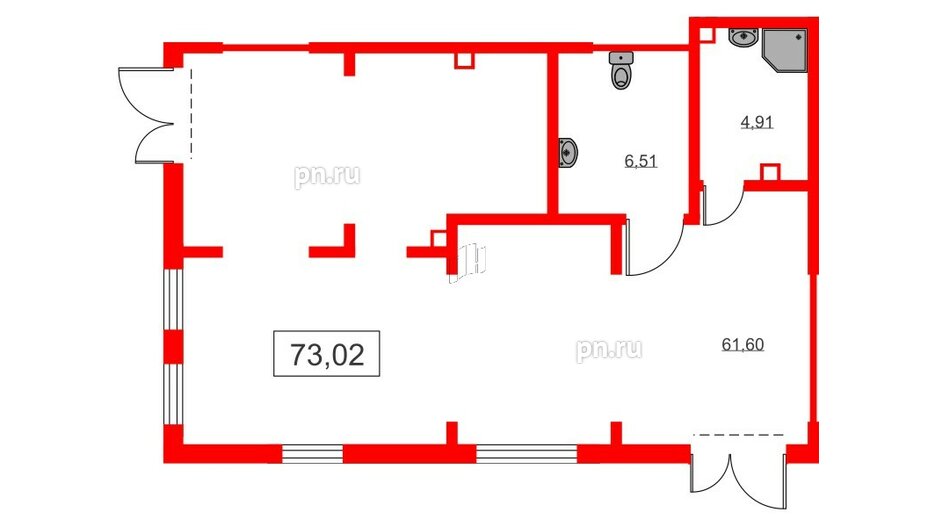 Помещение в ЖК Морская миля, 72.5 м², 1 этаж