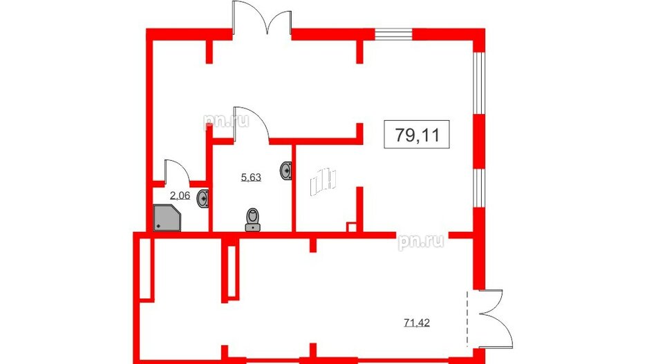 Помещение в ЖК Морская миля, 77 м², 1 этаж