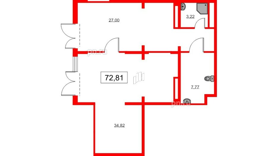 Помещение в ЖК Морская миля, 72.5 м², 1 этаж