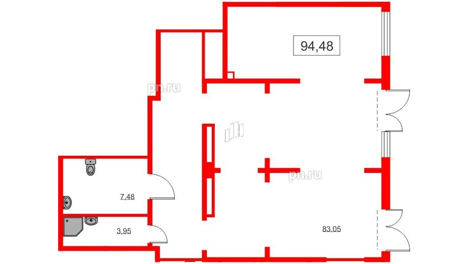 Помещение в ЖК Морская миля, 94.2 м², 1 этаж