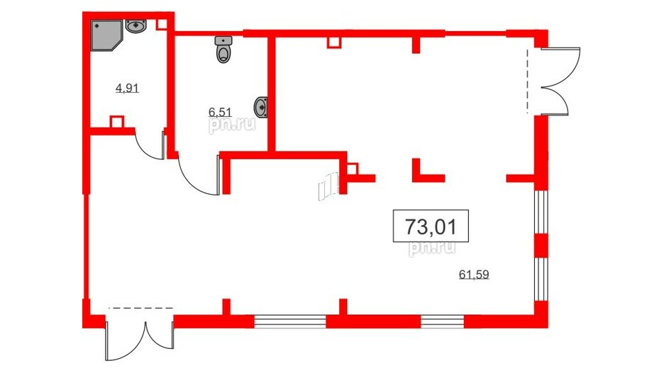 Помещение в ЖК Морская миля, 72.4 м², 1 этаж