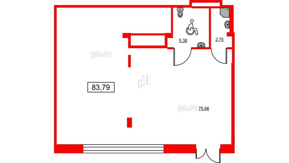 Помещение в ЖК ID Светлановский, 83.79 м², 1 этаж