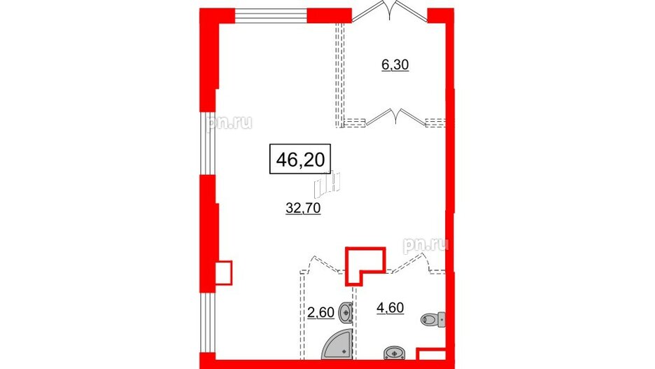 Помещение в ЖК Кудровский парк, 46.1 м²