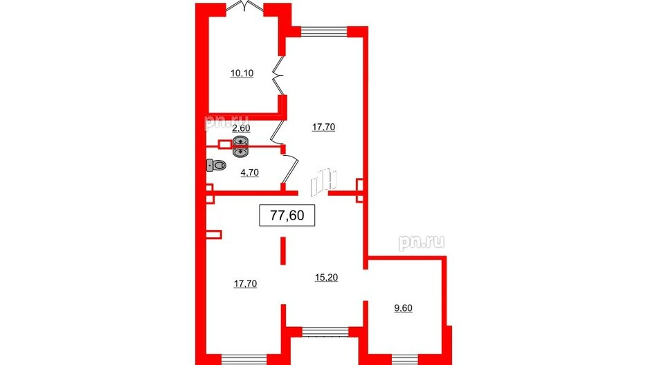 Помещение в ЖК Цветной город, 77.6 м², 1 этаж