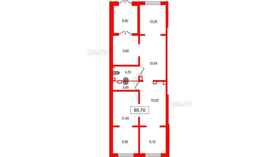 Помещение в ЖК Цветной город, 95.7 м², 1 этаж