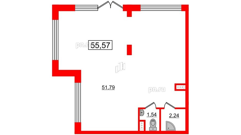 Аренда помещения в ЖК Солнечный город. Резиденции, 55.57 м², 1 этаж