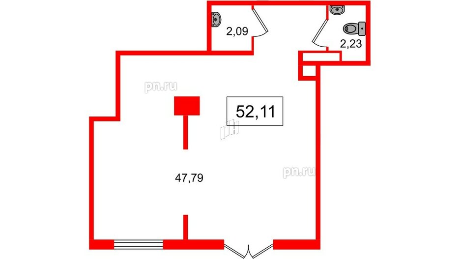 Помещение в ЖК Югтаун, 52.11 м², 1 этаж