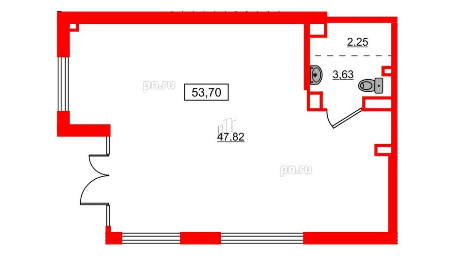 Помещение в ЖК ЦДС Новосаратовка «Город первых», 53.7 м², 1 этаж