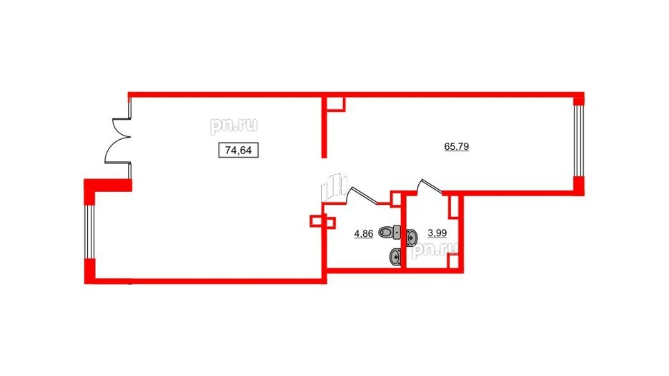 Помещение в ЖК ЦДС Новосаратовка «Город первых», 74.64 м², 1 этаж