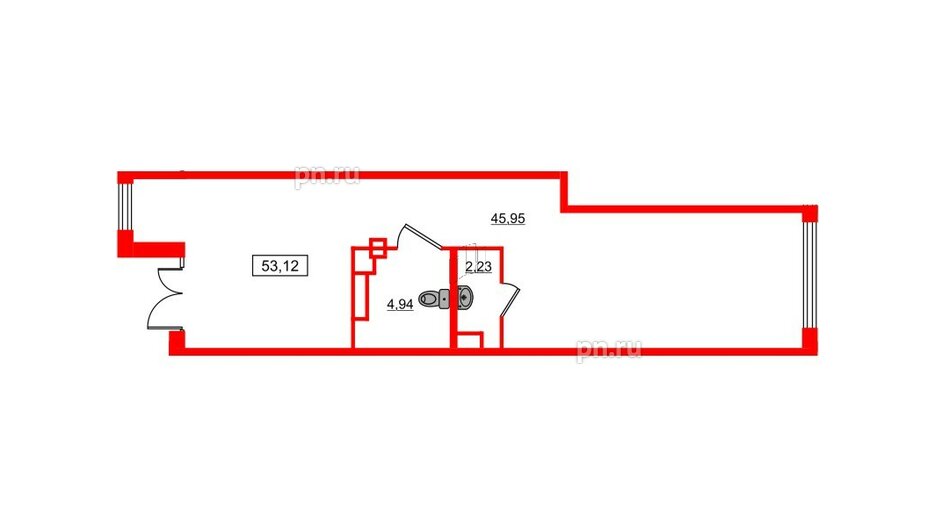 Помещение в ЖК ЦДС Новосаратовка «Город первых», 53.12 м², 1 этаж