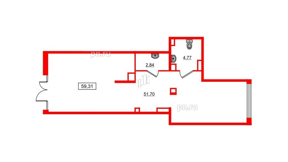 Помещение в ЖК ЦДС Новосаратовка «Город первых», 59.31 м², 1 этаж