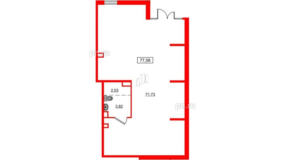 Помещение в ЖК ЦДС Новосаратовка «Город первых», 77.58 м², 1 этаж