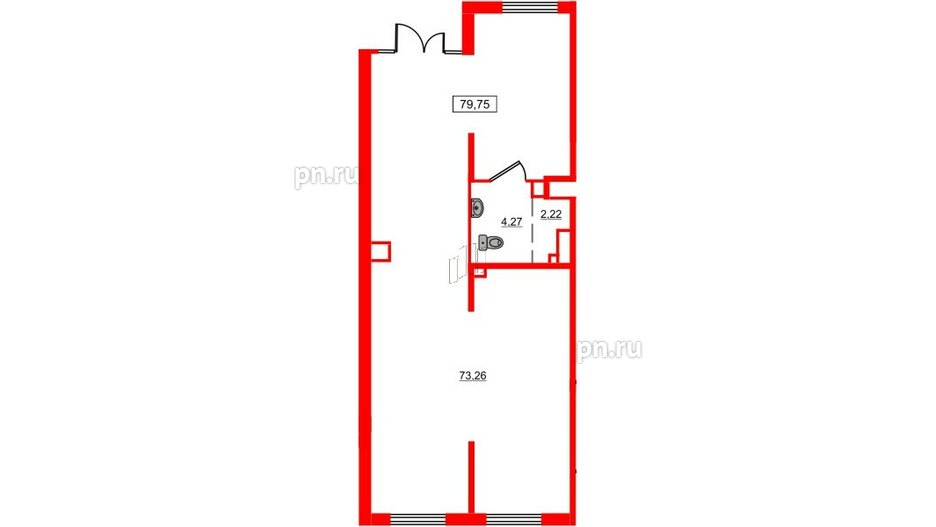 Помещение в ЖК ЦДС Новосаратовка «Город первых», 79.75 м², 1 этаж