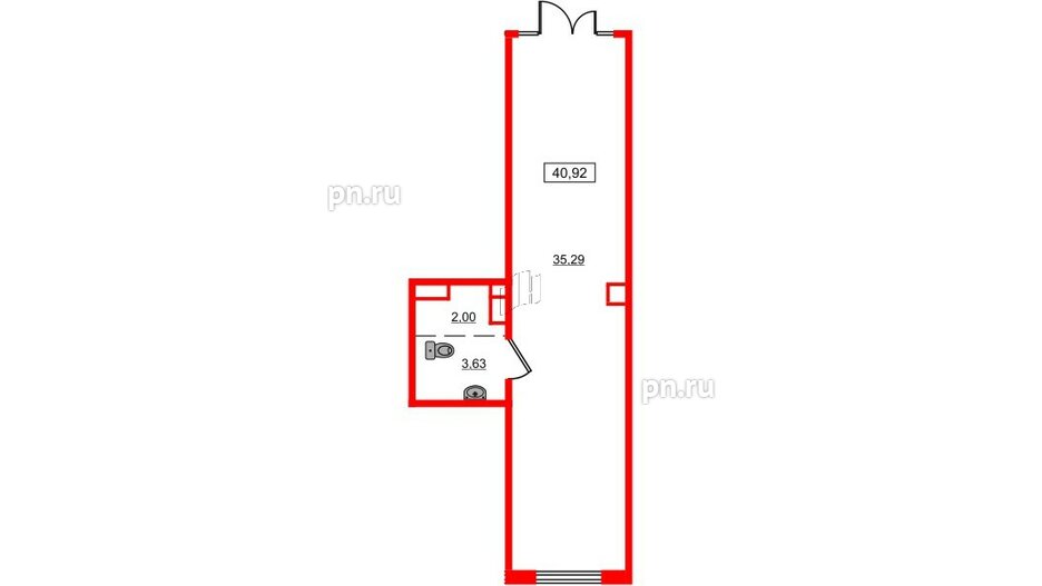 Помещение в ЖК ЦДС Новосаратовка «Город первых», 40.92 м², 1 этаж