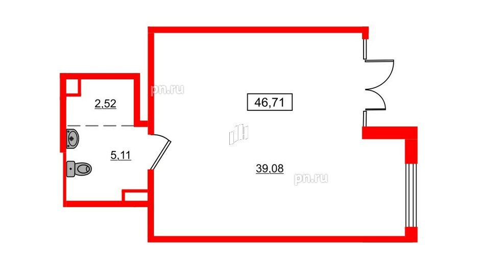 Помещение в ЖК ЦДС Новосаратовка «Город первых», 46.71 м², 1 этаж