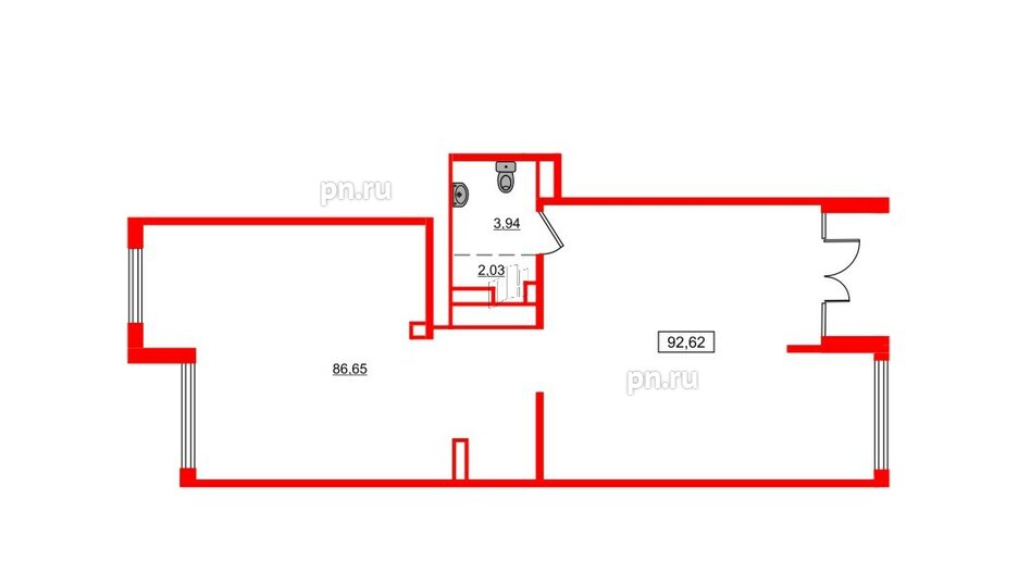 Помещение в ЖК ЦДС Новосаратовка «Город первых», 92.62 м², 1 этаж