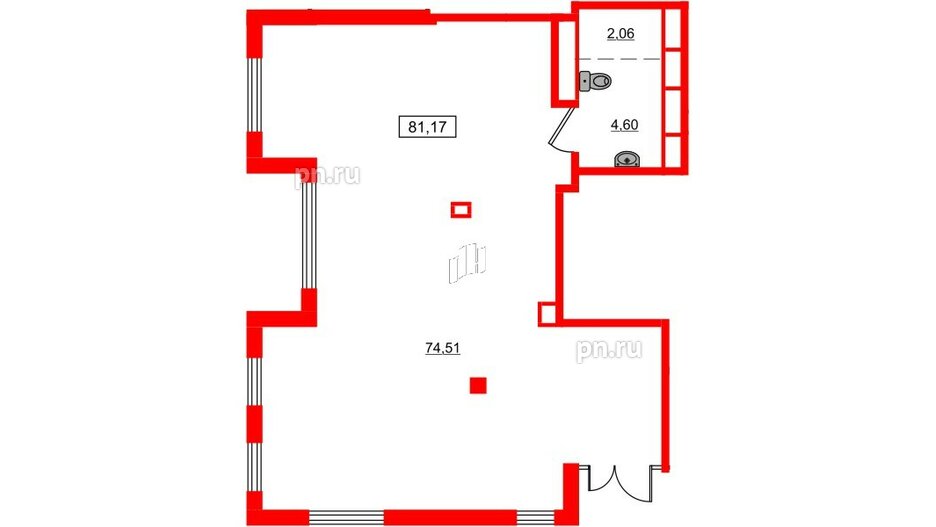 Помещение в ЖК ЦДС Новосаратовка «Город первых», 81.17 м², 1 этаж