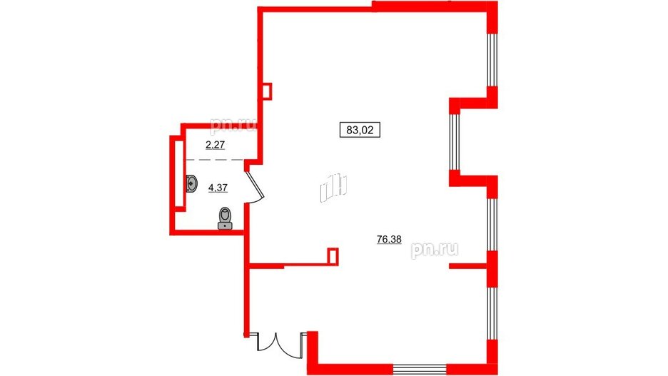 Помещение в ЖК ЦДС Новосаратовка «Город первых», 83.02 м², 1 этаж