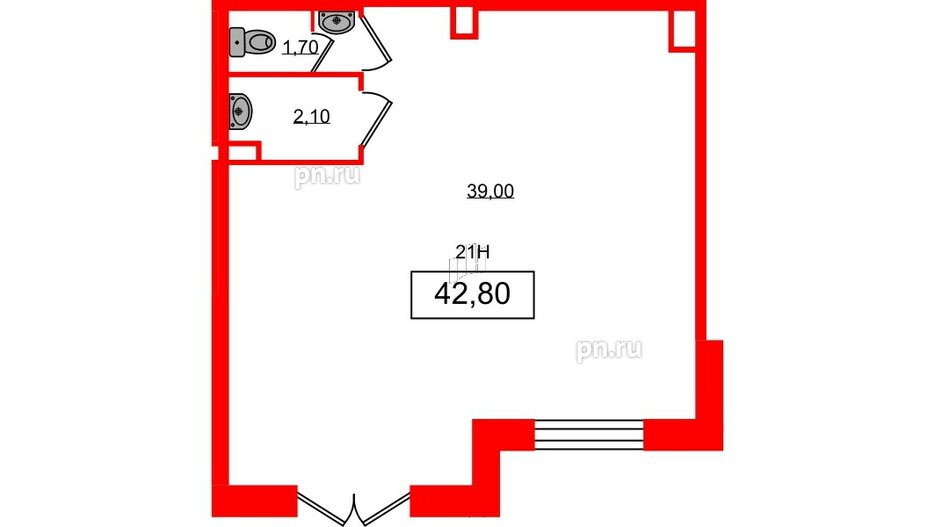 Помещение в ЖК Солнечный город. Резиденции, 42.8 м², 1 этаж