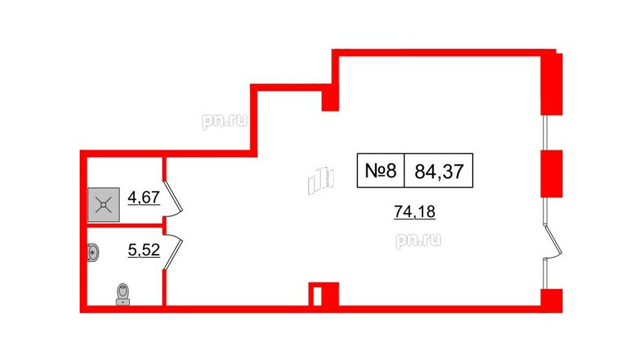 Помещение в ЖК Империал Клаб, 84.37 м², 1 этаж