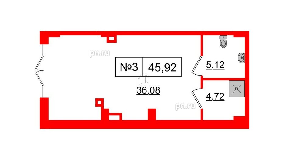 Помещение в ЖК Imperial Club, 45.92 м², 1 этаж